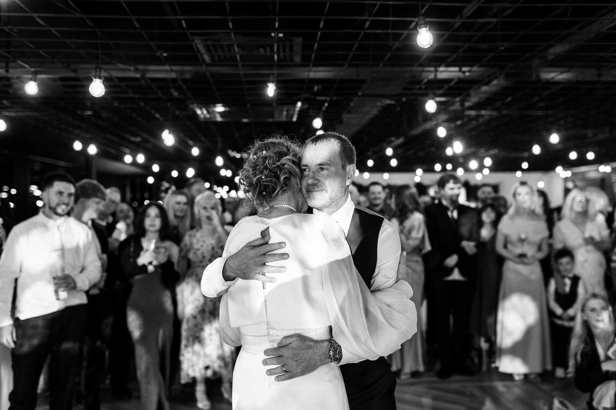 black and white first dance photo